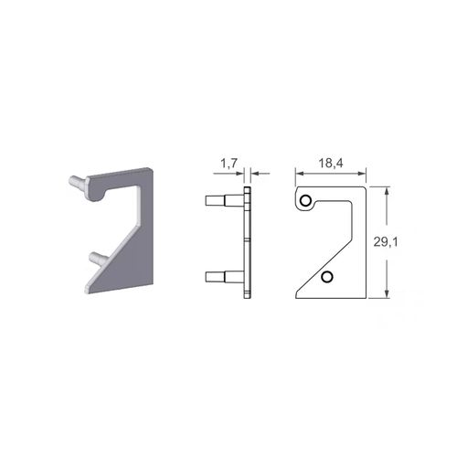 Ponteira 42 Para Perfil 8007t (15mm) Alternativa