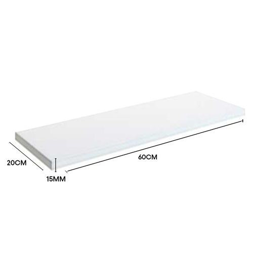 Prateleira Lab Em Mdf Branco Para Quarto E Cozinha 60cmx20cmx1,5cm