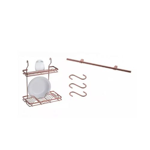 Kit Aéreo Schmitt Para Cozinha Cobre Com 5 Peças  (Porta Prato, Barra , 3 Ganchos)