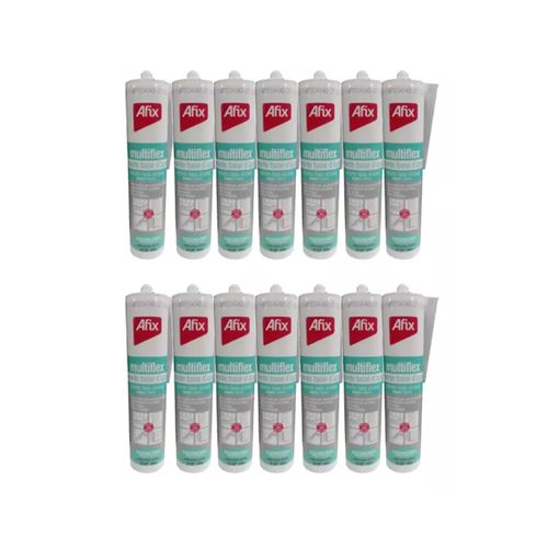 Kit Silicone Multiflex Selante Branco Base D`Água 430gr Com 12 Unidades Afix