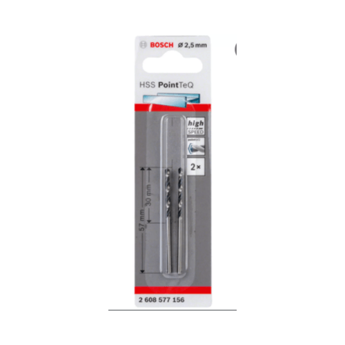 Broca Para Metal Bosch Aço Rápido Hss-Pointteq 2,5mm (2 Un)