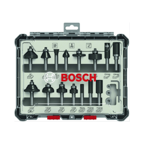 Jogo De Fresas Misto Bosch Standard Encaixe De 1/4" 15 Peças