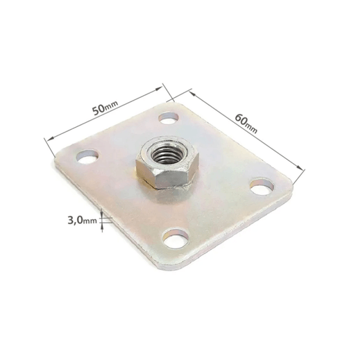 Placa Reta Com Porca Fixa M.10 50x60x3mm
